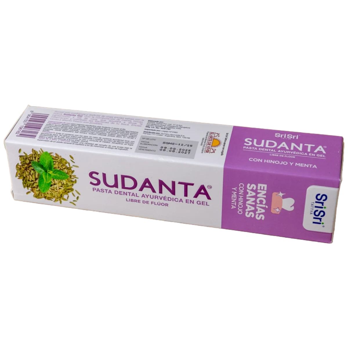 Pasta dental encias sanas Sudanta SriSri 200g sin gluten