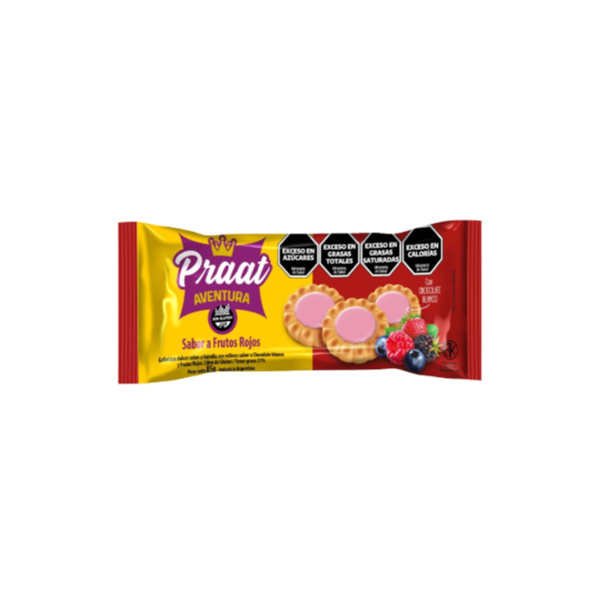 Praat aventura vainilla rellena frutilla 85g
