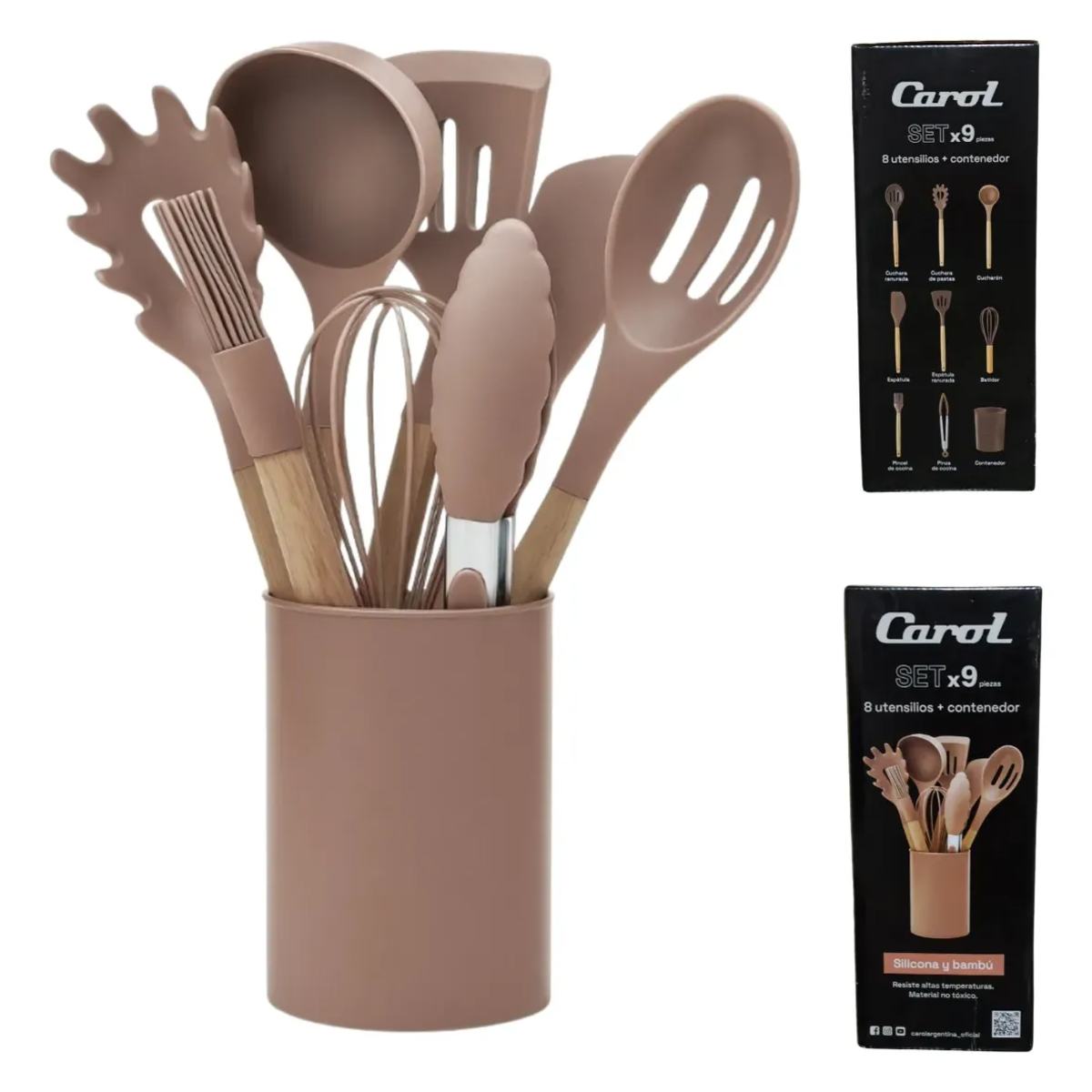Set Utensilios De Cocina Silicona 9 Piezas Soporte |