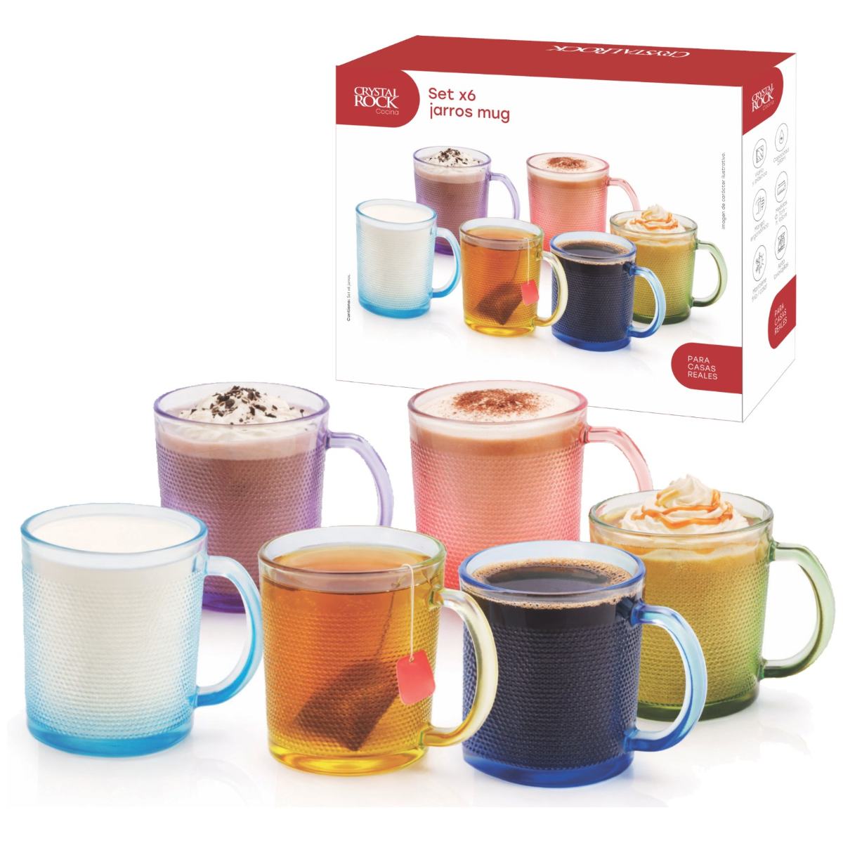 Set x 6 Jarros Mug Vidrio