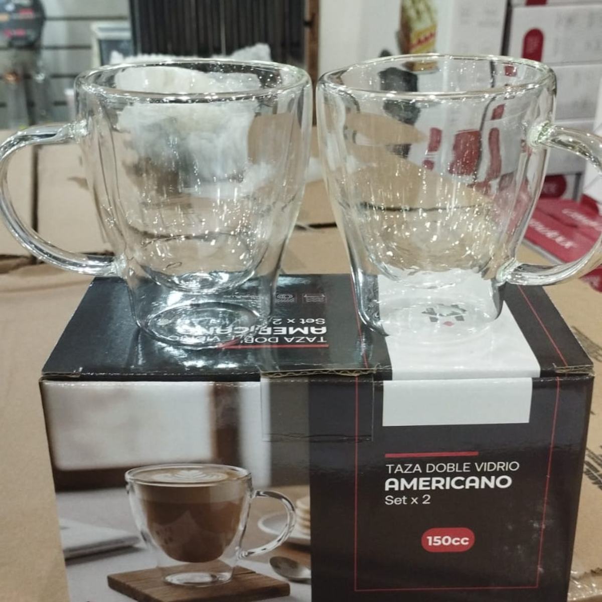 TAZA AMERICANO BARISTA DOBLE VIDRIO 150 cc PACK x 2