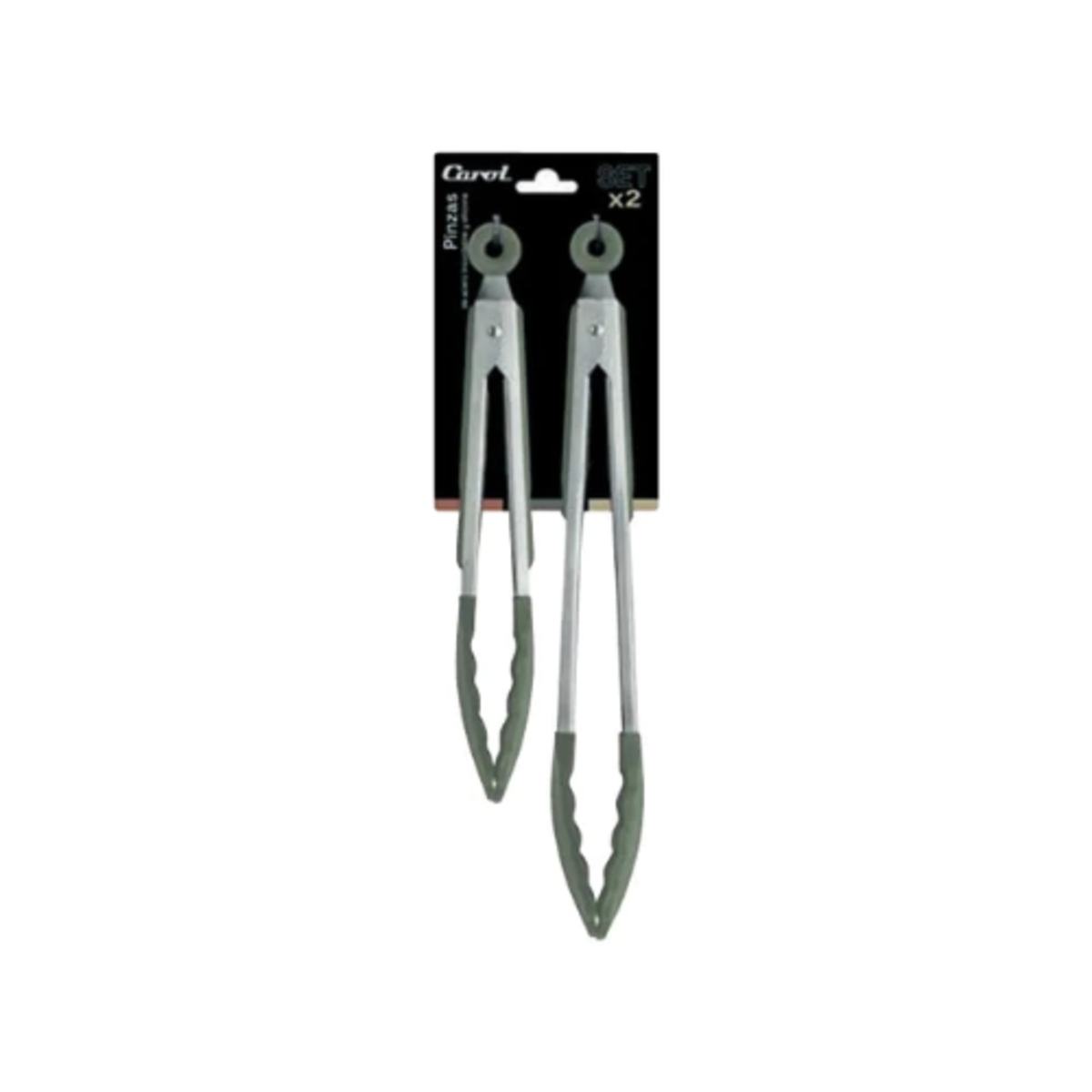 Set de Pinzas de Acero Inox y Silicona Carol