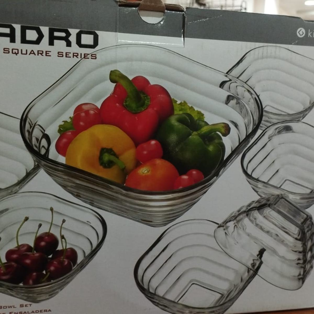 JUEGO ENSALADERA + 6 COMPOTERAS VIDRIO