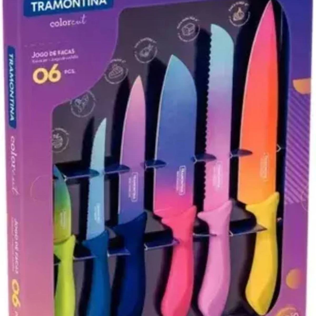 Juego de 6 Cuchillas Color Cut Tramontina