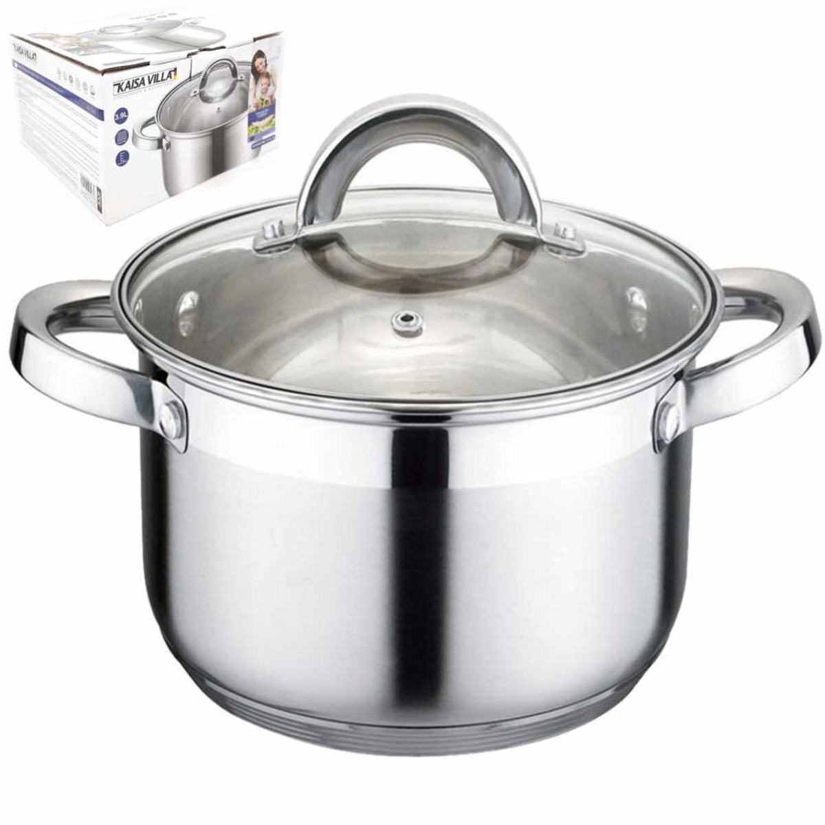 CACEROLA 28CM 8 LITROS ACERO INOX. TRIPLE FONDO
