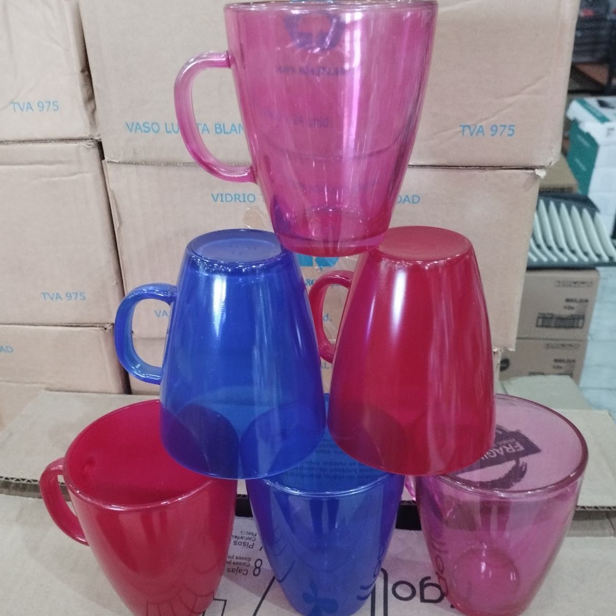 Juego x 6 Tazas Vidrio Multicolor