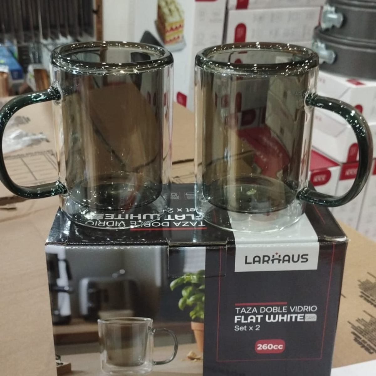TAZA FLAT WHITE GRIS BARISTA 260 cc PACK x 2