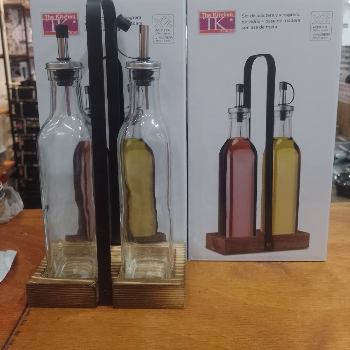 Combo aceitera vinagrera soporte metal