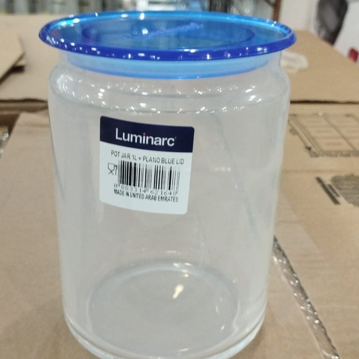 TARRO VIDRIO 1L TAPA PLASTICA AZUL