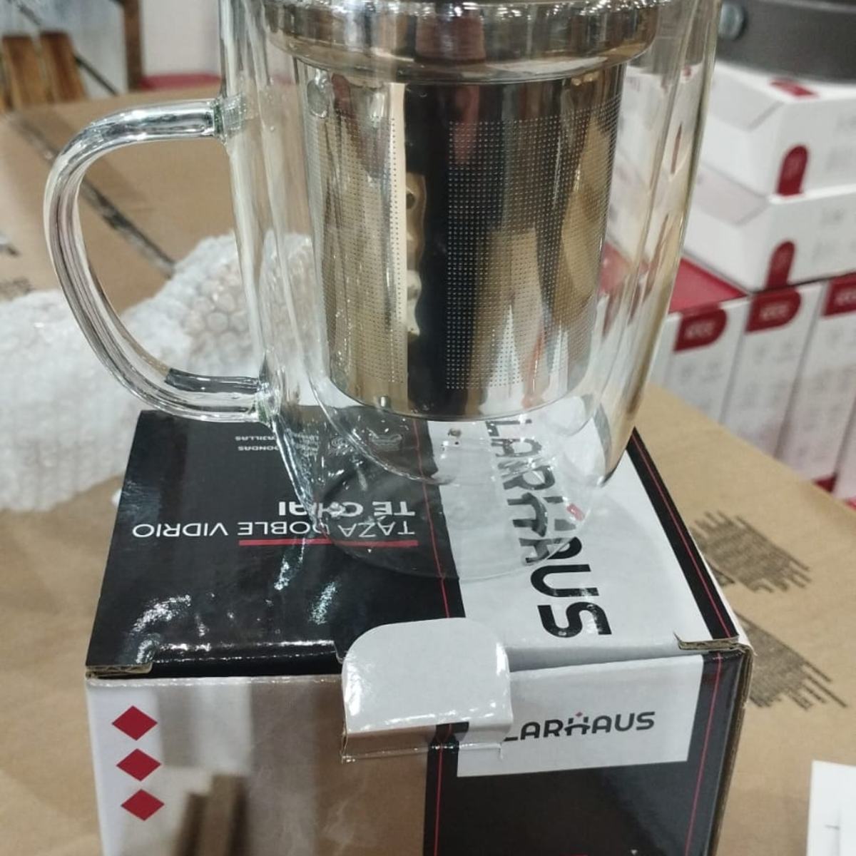 TAZA CHAI C/INFUSOR ACERO BARISTA DOBLE VIDRIO 300 cc