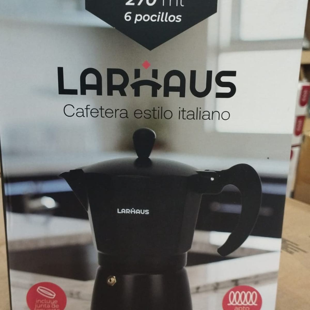 CAFETERA ITALIANA 6 POCILLOS 270ML NEGRA